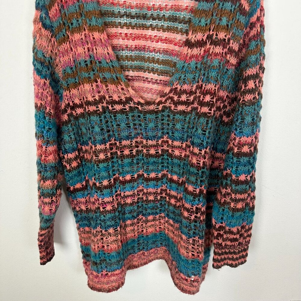 Free People Spell on Your Sweater L Boho Artsy Tunic Multicolor Cottagecore Beac - Picture 8 of 10